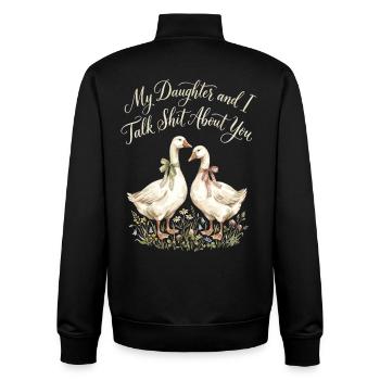 Meine Tochter und ich reden über dich, Gans - Unisex Organic Zip Sweatshirt von Stanley/Stella - Schwarz - Hinten - AI Model Male 185 light (185cm)