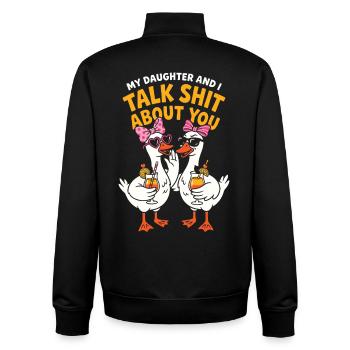 Meine Tochter und ich reden über dich, Gans - Unisex Organic Zip Sweatshirt von Stanley/Stella - Schwarz - Hinten - AI Model Male 185 light (185cm)