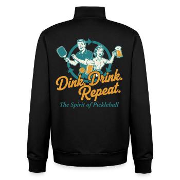 Pickleball Dink Drink Repeat Joueur drôle - Sweat zippé unisexe en coton bio Stanley/Stella - noir - Dos - AI Model Male 185 light (185cm)