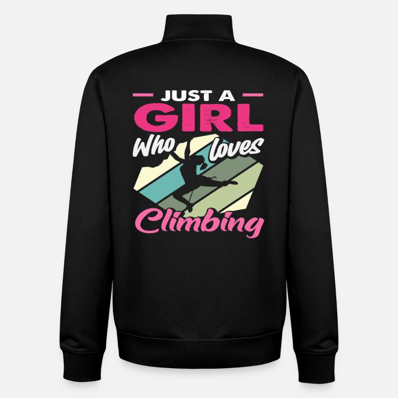 Juste une fille qui aime grimper - Sweat zippé unisexe en coton bio Stanley/Stella - noir