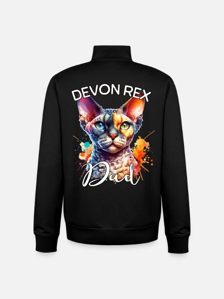 Papa Devon Rex - Sweat zippé unisexe en coton bio Stanley/Stella - noir