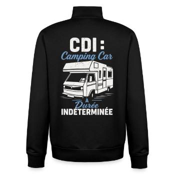 Humour Camping Car CDI Retraite Voyage - Sweat zippé unisexe en coton bio Stanley/Stella - noir - Dos - AI Model Male 185 light (185cm)
