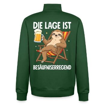 Die Lage Ist Besäufniserregend - Unisex Organic Zip Sweatshirt von Stanley/Stella - Flaschengrün - Hinten - AI Model Male 185 dark (185cm)