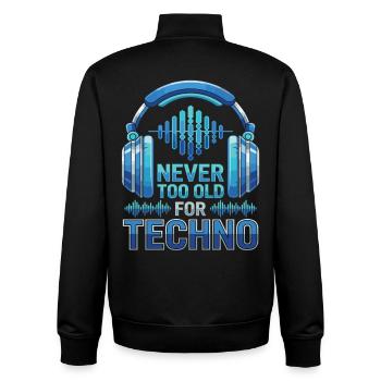 Never Too Old For Techno DJ Musik - Unisex Organic Zip Sweatshirt von Stanley/Stella - Schwarz - Hinten - AI Model Male 185 light (185cm)
