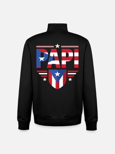 Papa Portorico Père Drapeaux - Sweat zippé unisexe en coton bio Stanley/Stella - noir