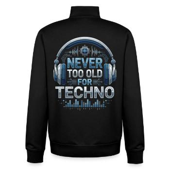 Never Too Old For Techno DJ Musik - Unisex Organic Zip Sweatshirt von Stanley/Stella - Schwarz - Hinten - AI Model Male 185 light (185cm)