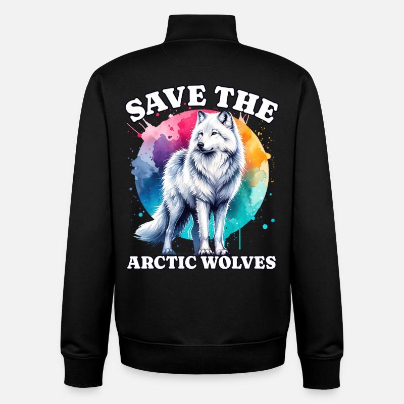 Polarwolf Save Arctic Wolf - Unisex Organic Zip Sweatshirt by Stanley/Stella - black
