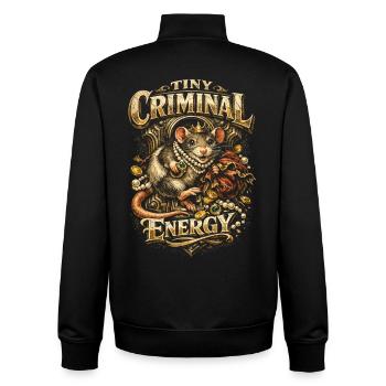 Rat de couleur Rat Fancy Rat Maison Rat Petite Énergie Criminelle - Sweat zippé unisexe en coton bio Stanley/Stella - noir - Dos - AI Model Male 185 light (185cm)
