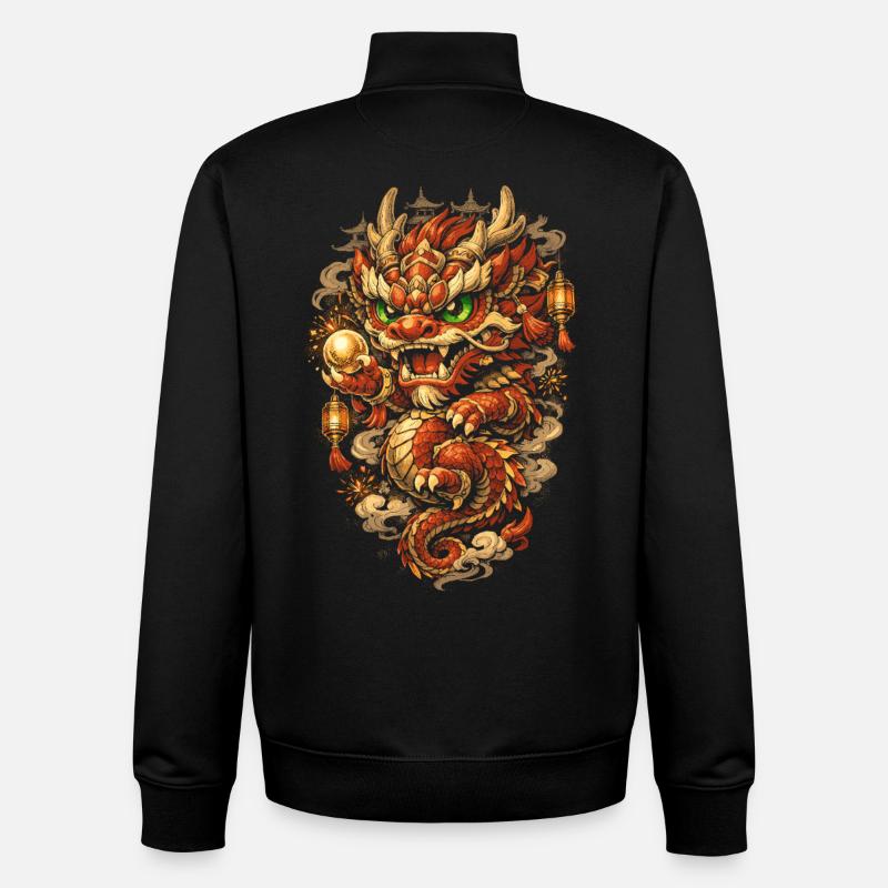 Danse du Dragon Drachentanz - Sweat zippé unisexe en coton bio Stanley/Stella - noir