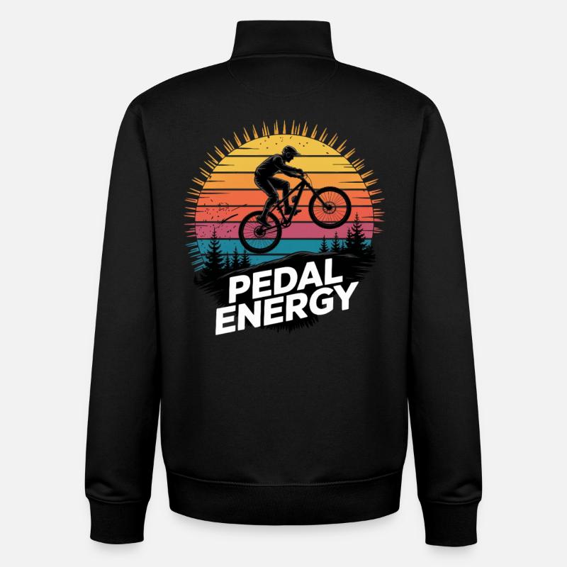 VTT, Descente, Action du cyclisme - Sweat zippé unisexe en coton bio Stanley/Stella - noir
