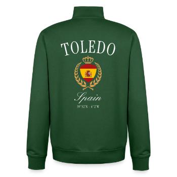 Couronne des armoiries de Tolède, Espagne – Souvenir de voyage - Sweat zippé unisexe en coton bio Stanley/Stella - vert bouteille - Dos - AI Model Male 185 dark (185cm)
