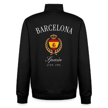 Barcelona Spain Coat of Arms Crown – Travel Souvenir - Unisex Organic Zip Sweatshirt by Stanley/Stella - black - Back - AI Model Male 185 light (185cm)