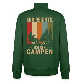 Mir reichts Ich geh campen Vintage Camping - Unisex Organic Zip Sweatshirt von Stanley/Stella - Flaschengrün - Hinten - AI Model Male 185 dark (185cm)