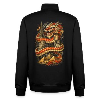 Danse du Dragon Drachentanz - Sweat zippé unisexe en coton bio Stanley/Stella - noir - Dos - AI Model Male 185 light (185cm)