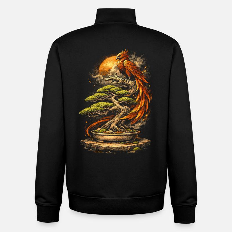 Bonsai tree with phoenix - Unisex Organic Zip Sweatshirt by Stanley/Stella - black