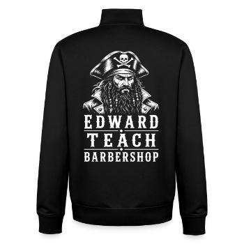 Edward Teach Barbershop Pirate Barber Vintage - Unisex Organic Zip Sweatshirt by Stanley/Stella - black - Back - AI Model Male 185 light (185cm)