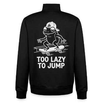 Too Lazy to Jump Lustiger Frosch Chillout - Unisex Organic Zip Sweatshirt von Stanley/Stella - Schwarz - Hinten - AI Model Male 185 light (185cm)
