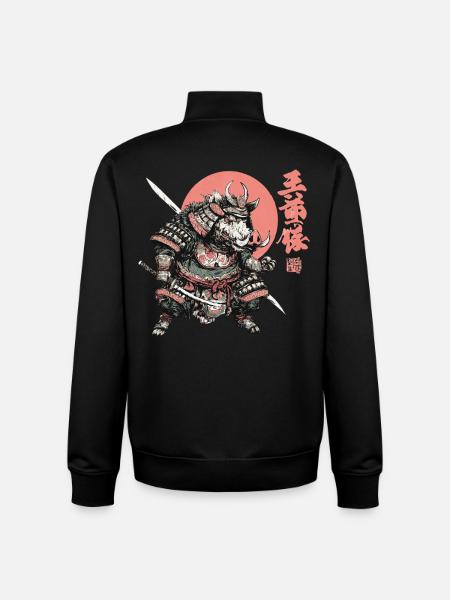 Boar Samurai under Crimson Sun - Unisex Organic Zip Sweatshirt by Stanley/Stella - black
