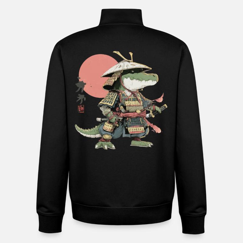 Samurai Alligator in Armor - Unisex Organic Zip Sweatshirt by Stanley/Stella - black