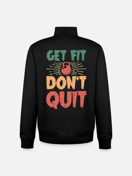 Get Fit Don't Quit Kettlebell Motif - Unisex Organic Zip Sweatshirt by Stanley/Stella - black