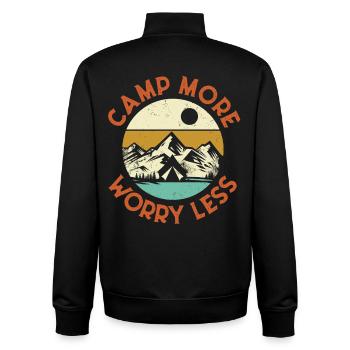 Camp More Feel Free – Nature Escape Vibes - Unisex Organic Zip Sweatshirt von Stanley/Stella - Schwarz - Hinten - AI Model Male 185 light (185cm)