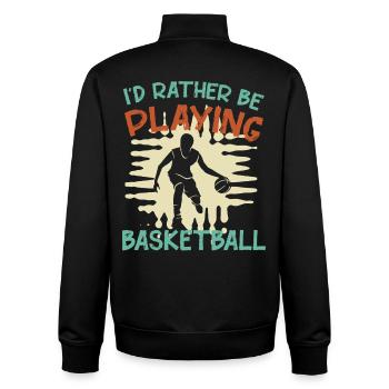 Basketball Saying I'd Rather Be Playing Basketball - Unisex Organic Zip Sweatshirt by Stanley/Stella - black - Back - AI Model Male 185 light (185cm)