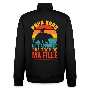 Papa Ours Ne T’Approche Pas De Ma Fille - Unisex Organic Zip Sweatshirt von Stanley/Stella - Schwarz - Hinten - AI Model Male 185 light (185cm)