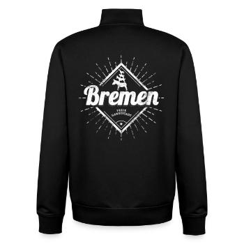 Bremen City in Deutschland Retro Stadtmusikanten - Unisex Organic Zip Sweatshirt von Stanley/Stella - Schwarz - Hinten - AI Model Male 185 light (185cm)
