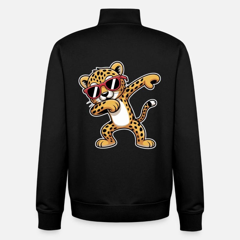 Leopard mit Sonnenbrillen Tanz - Unisex Organic Zip Sweatshirt von Stanley/Stella - Schwarz