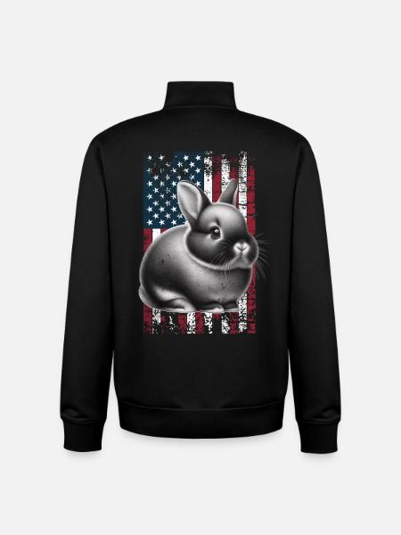 Dwarf Rabbit US Zwergkaninchen - Unisex Organic Zip Sweatshirt by Stanley/Stella - black