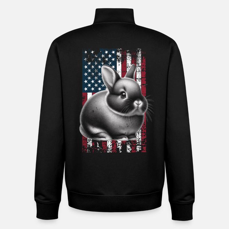 Dwarf Rabbit US Zwergkaninchen - Unisex Organic Zip Sweatshirt by Stanley/Stella - black