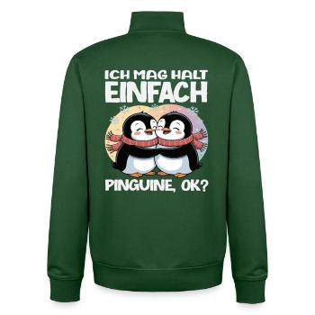 Ich mag halt einfach Pinguine OK Spruch - Unisex Organic Zip Sweatshirt von Stanley/Stella - Flaschengrün - Hinten - AI Model Male 185 dark (185cm)