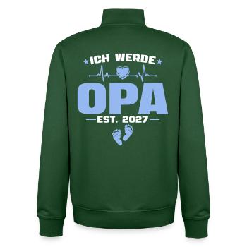 Ich werde Opa 2027 - Baby Ankündigung Geschenk - Unisex Organic Zip Sweatshirt von Stanley/Stella - Flaschengrün - Hinten - AI Model Male 185 dark (185cm)