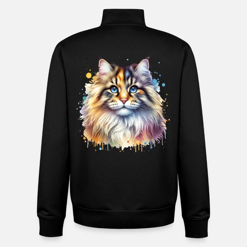 Norwegian Forest Cat Motif - Unisex Organic Zip Sweatshirt by Stanley/Stella - black