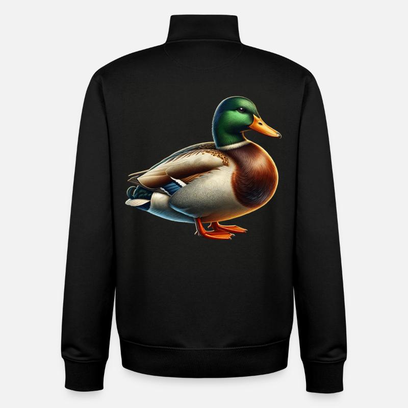 canard colvert - Sweat zippé unisexe en coton bio Stanley/Stella - noir