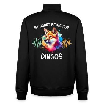 Australischer Wildhund Herzlinie - Unisex Organic Zip Sweatshirt von Stanley/Stella - Schwarz - Hinten - AI Model Male 185 light (185cm)