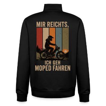 Mir reichts Ich geh Moped fahren Retro Moped - Unisex Organic Zip Sweatshirt von Stanley/Stella - Schwarz - Hinten - AI Model Male 185 light (185cm)