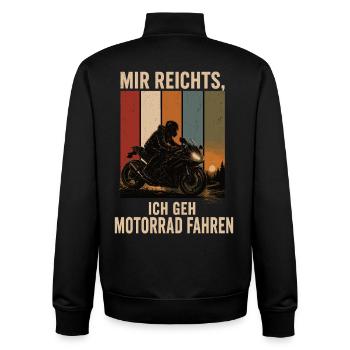 Mir reichts Ich geh Motorrad fahren Biker Shirt - Unisex Organic Zip Sweatshirt von Stanley/Stella - Schwarz - Hinten - AI Model Male 185 light (185cm)
