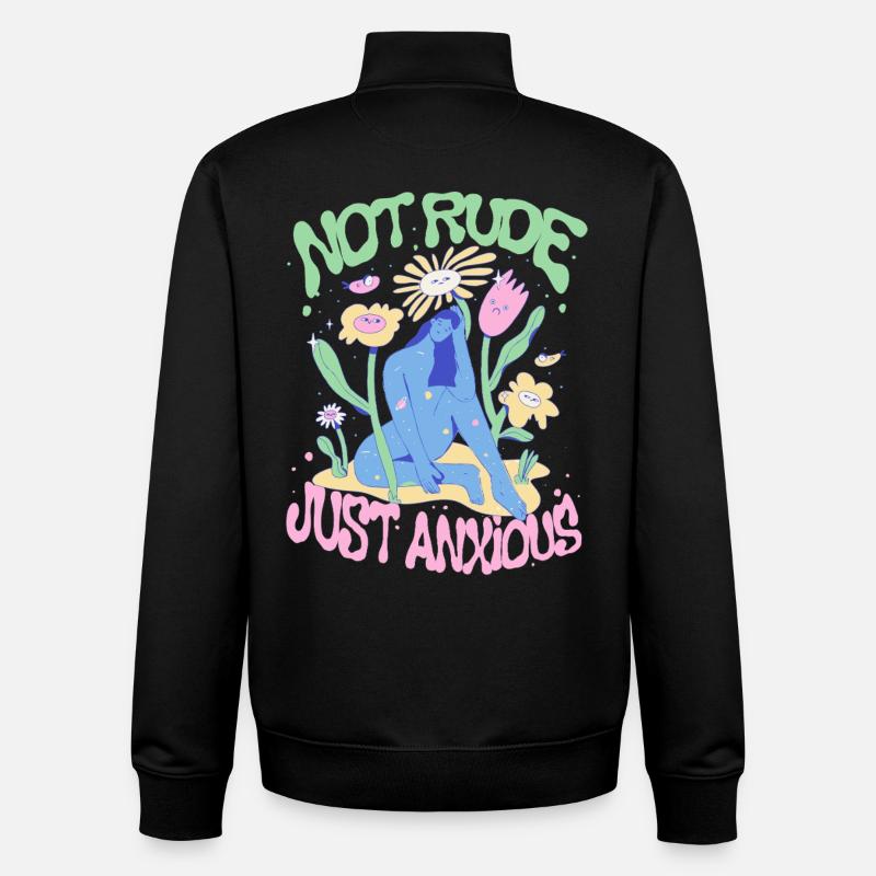Trouble anxieux Troubles anxieux - Sweat zippé unisexe en coton bio Stanley/Stella - noir