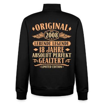 Original seit 2008 - 18. Geburtstag Geschenkidee - Unisex Organic Zip Sweatshirt von Stanley/Stella - Schwarz - Hinten - AI Model Male 185 light (185cm)
