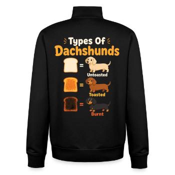 Funny Types Of Dachshunds Dog - Unisex Organic Zip Sweatshirt by Stanley/Stella - black - Back - AI Model Male 185 light (185cm)