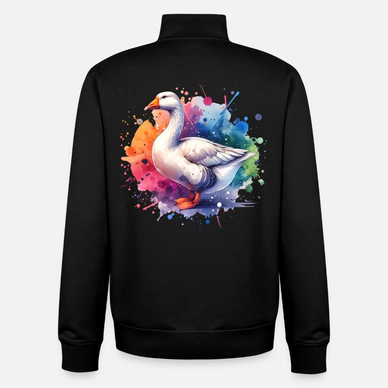 Pilgrim Goose Gift - Unisex Organic Zip Sweatshirt by Stanley/Stella - black