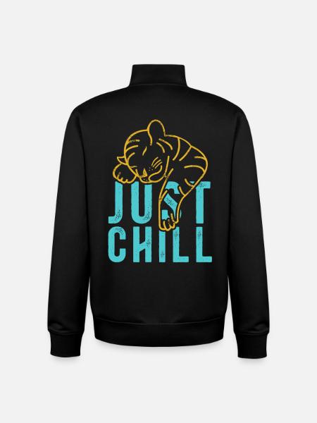 Just Chill Tiger – Relaxed Saying - Unisex Organic Zip Sweatshirt by Stanley/Stella - black
