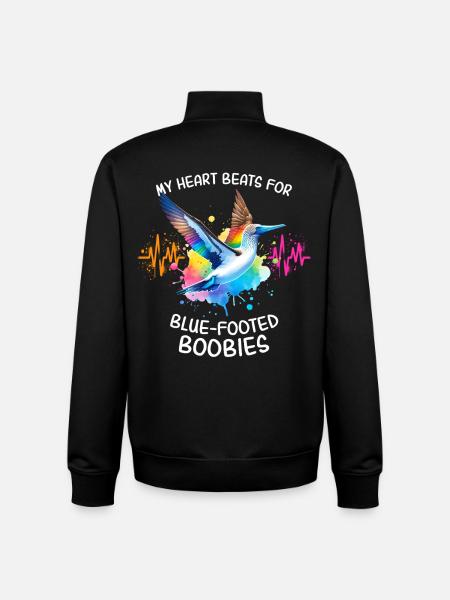 Blue-footed Booby Heartline - Unisex Organic Zip Sweatshirt by Stanley/Stella - black