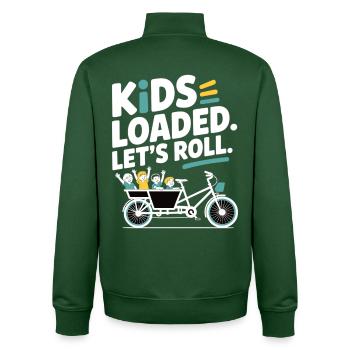 Vélo cargo Kids Loaded - Sweat zippé unisexe en coton bio Stanley/Stella - vert bouteille - Dos - AI Model Male 185 dark (185cm)