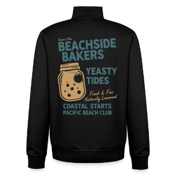Pain au levain Baking Beachside Bakers Yeasty - Sweat zippé unisexe en coton bio Stanley/Stella - noir - Dos - AI Model Male 185 light (185cm)