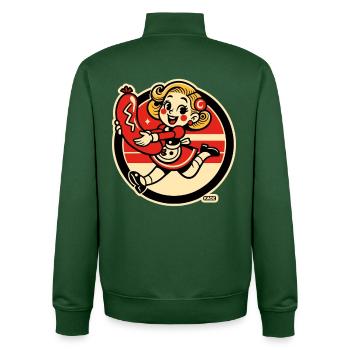 Retro Sausage Snack Girl - Unisex Organic Zip Sweatshirt von Stanley/Stella - Flaschengrün - Hinten - AI Model Male 185 dark (185cm)