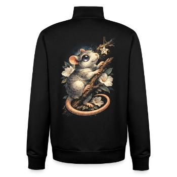 Rat de couleur Rat fantaisie Rat de la grande souris Rat domestique - Sweat zippé unisexe en coton bio Stanley/Stella - noir - Dos - AI Model Male 185 light (185cm)