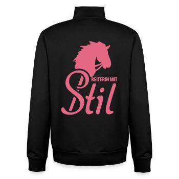 Hobby Horse - Reitsport - Reiterin mit Stil - Unisex Organic Zip Sweatshirt von Stanley/Stella - Schwarz - Hinten - AI Model Male 185 light (185cm)