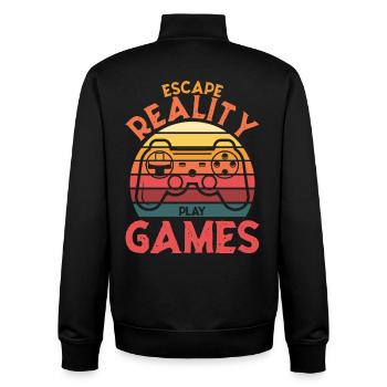 Escape Reality – Games & Play Retro Controller - Unisex Organic Zip Sweatshirt by Stanley/Stella - black - Back - AI Model Male 185 light (185cm)